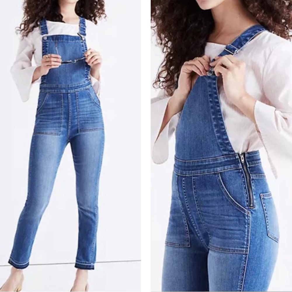 ‼️SOLD‼️Madewell Skinny Overall Raw Hem G1205 Large - Picture 1 of 9